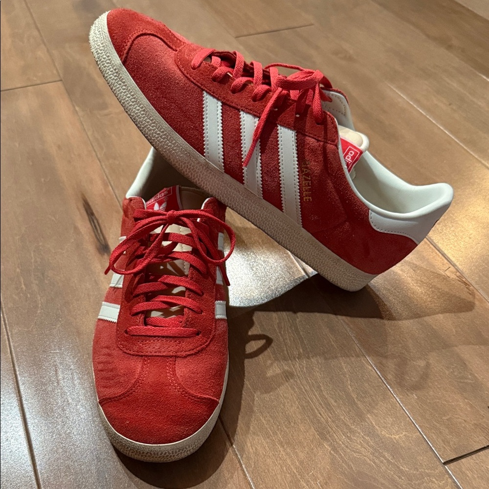 Adidas Gazelle Red Suede Sneakers with White Accents